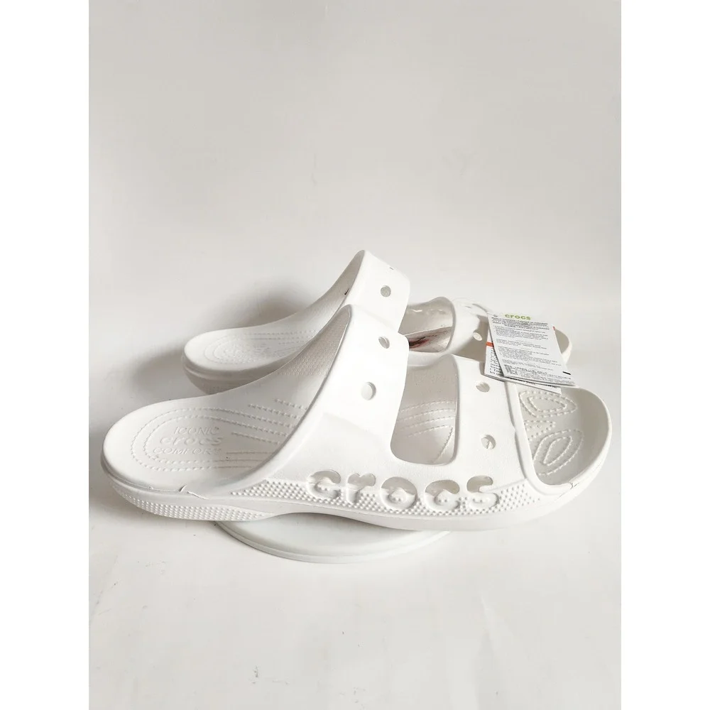 New Crocs Baya Sandals Slides M 12 W14 White Double Strap Lightweight Comfort